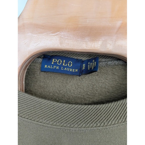 Polo Ralph Lauren Women's Flag Fleece Pullover American Flag Patch Olive sz S - Picture 3 of 5